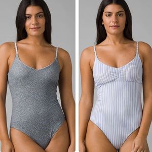 PRANA NWT JESS REVERSIBLE ONE PIECE SWIMSUIT ARMY SPOTS STRIPE EXTRA SMALL MEDIU